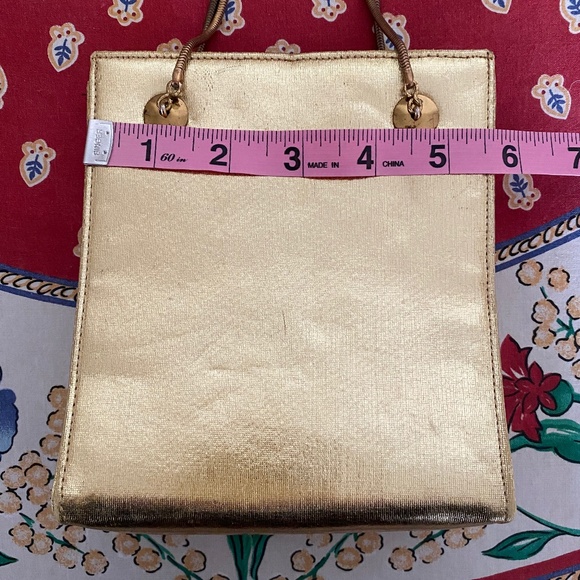 Vintage HL Harry Levine Gold Lamé Evening Handbag & Attached Coin Purse - Picture 10 of 16